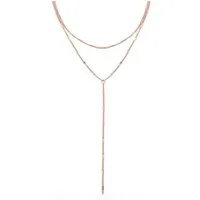 Hey Happiness Y-Kette Zweireihiges Collier, Elegante Layer Kette Damen Edelstahl, wasserfest