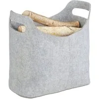relaxdays Holztragetasche Kaminholztasche aus Filz, grau