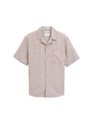 Tom Tailor - Kurzarmhemd mit Leinenanteil mocha brown chambray - Gr. - XXXL
