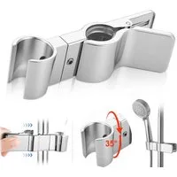 BlingBin Brausehalter Ohne Bohren, 35° Drehbar Duschkopf Halter für 22-25mm Stangen, Verchromte Halterung für Duschkopf, Badezimmer, Silber