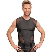 NEK Muskelshirt Ärmelloses Shirt halb transparent halb Mattlook - schwarz (1-tlg) Streichelweiche Oberfläche