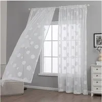 Qelus Gardine Modern Voile Gardinen 3D Wolken Jacquard, 2er Set Weiß Halbtransparent für Wohnzimmer & Kinderzimmer