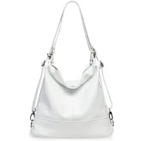 Caspar Schultertasche 2 in 1 Rucksack Damen Leder Tasche - PREMIUM LINE - Modell No.796, Casual, robust & unempfindlich - 100% Echtleder - Handmade in Italy