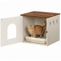 SONGMICS HOME Katzentoilette Katzenklo-Schrank, Snapsemble – superschnelle Montage, Katzenschrank, doppelte Verschlüsse, Katzenhaus, mit Haken, 55 x 50 x 50 cm