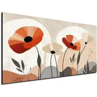 DARO Design Leinwandbild Modern Abstrakt Wandbilder XXL Wandbild Wand Deko Leinwand Bilder, (rote Blüten - Bild Groß Wohnzimmer Schlafzimmer Küche Esszimmer Einteilig Querformat Fotodruck Leinwände Wanddeko Abstrakte Kunst Boho), 30x20cm
