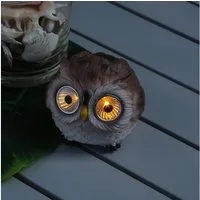 MARELIDA LED Dekofigur LED Solar Eule Gartenfigur Solarleuchte braun für Garten Balkon D: 9cm, LED Classic, warmweiß (2100K bis 3000K)