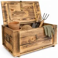 Kistenkolli Altes Land Allzweckkiste Truhe Hugo geflammt mit Deckel 50 x 36 x 26cm (Spar-Set, 1er Set)