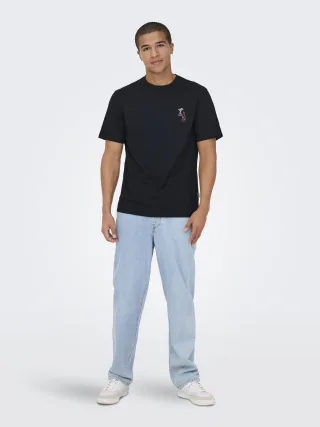 ONLY&SONS - ONSMASS REG EMB. SS TEE VD Black - Gr. - M