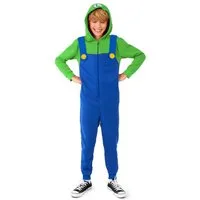 Opposuits Kostüm Luigi Onesie Kostüm Overall Faschingskostüm Kinder, Supergemütlicher Einteiler - offizielles Super Mario-Kostüm!