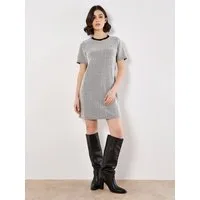 Apricot Minikleid T-Shirt Kleid mit Chevron-Muster