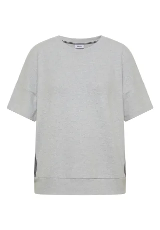 CECIL - Dropped Shoulder Shirt mit Rundhals und Tape light grey melange - Gr. - XXL