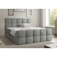 Home Collective Boxspringbett Polsterbett Doppelbett Bubble Bett mit Stauraum, Topper, viele Größen (Verfügbare Größen: 120x200, 140x200, 160x200, 180x200, 200x200 cm), komfortable Liegehöhe edles Design mit Steppung Grau