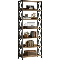 Tribesigns Bücherregal Vintage Standregal, 6-Tier freistehende Display Regal mit Metallrahmen