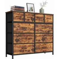 SONGMICS Kommode mit Stoffschubladen, für Schlafzimmer, Wohnzimmer, Flur, Aufbewahrungsschrank mit 10 Schubladen, 98,7 x 30 x 96,2 cm