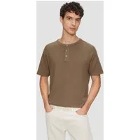 s.Oliver Kurzarmshirt T-Shirt T-Shirt mit Waffelstruktur und Henleyausschnitt