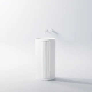 Steinberg Serie 740 Stand-Wandwaschtisch, ohne Überlauf, rund, ø 450mm, matt white 7406500W