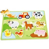 Lelin Steckpuzzle 20081 Holz - Steckpuzzle "Farm", 9 Puzzleteile