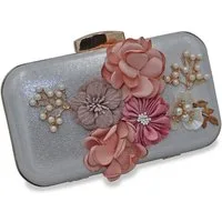 Steuer Abendtasche Perlen, Glassteine mit Blumenzierde