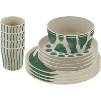 KOZIOL Kombiservice Geschirr-Set, Service CONNECT SET MONSTERA (16-tlg), 4 Personen, Kunststoff, Made in Germany, 16 Teile, für 4 Personen