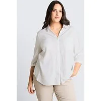 TOM TAILOR PLUS Langarmbluse Blusen & Shirts Plus Size - Hemdbluse mit Leinenanteil