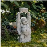 gartendekoparadies.de Gartenfigur Glücklicher Buddha, Steinfigur, H. 41 cm, 7 kg, Frostsicher
