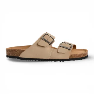 Tamaris Herren-Sandalen aus sandbeigem Leder mit Fußbett zum Hineinschlüpfen