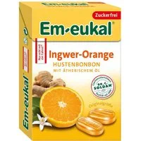 Em-eukal Süßigkeit, Em eukal Box Ingwer Orange Hustenbonbon Ätherische Öle zuckerfrei 50g
