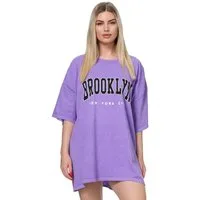Worldclassca T-Shirt Worldclassca Oversized Print BROOKLYN T-Shirt lang Sommer Oberteil