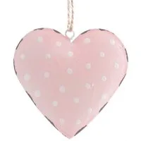 Dragimex Hängedekoration Metall-Hänger Herz, mit weißen Punkten ca. 7cm ROSA