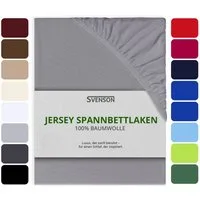Svenson Spannbettlaken Svenson Jersey Spannbettlaken, 100% Baumwolle, Gummizug: rundum, (1 Stück), grau