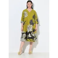 Ulla Popken Maxikleid Lyocell-Midikleid Blüten V-Ausschnitt 3/4-Arm