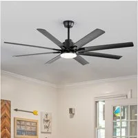 Sofucor Deckenventilator mit LED‑Beleuchtung & Fernbedienung, Ø 132 cm, 6 Windstärken, 8 weiße ABS‑Flügel, 1‑/4‑/8‑Stunden‑Timer