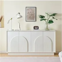 Merax Sideboard mit matter Oberfläche (1 St), Kommode mit 4 gewölbte Türen,Aufbewahrungsschrank,Anrichte,160x38x80cm