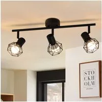 Nettlife Deckenstrahler Wohnzimmer Vintage Schwarz 2/3/4/5 Flammig E14 Industrial, Schwenkbar 350°, LED wechselbar, drehbar für Wohnzimmer Flur Esszimmer und weitere Wohnräume