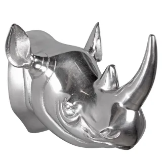 Deko Geweih Nashorn aus Aluminium Wanddekoration Farbe Silber