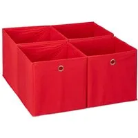 relaxdays Aufbewahrungsbox im 4er Set, rot