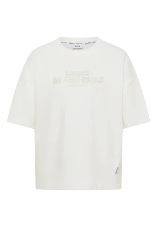 CECIL - Kurzarm Sweatshirt mit Embroidery vanilla white - Gr. - L