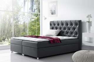 Boxspringbett Schlafzimmerbett DOLCE Kunstleder Schwarz 160x200cm