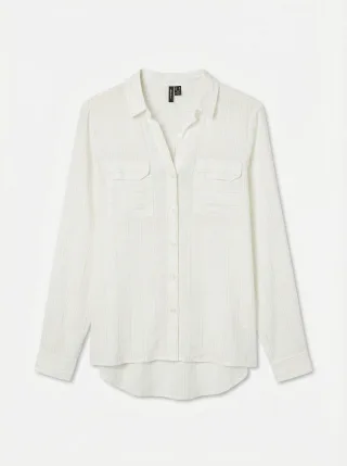 VERO MODA - VMBUMPY LS GLITTER SHIRT WVN NOOS Snow White - Gr. - M