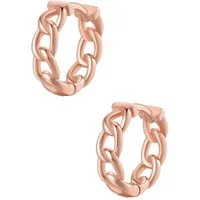 Hey Happiness Paar Creolen Silber Glieder, 18K Roségold vergoldet, Kleine Damen Ohrringe Silber 925 verflochten