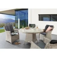 Destiny Garten-Essgruppe LUNA, (13-tlg., 4x Sessel, 1x Tisch, inkl. Auflagen), Aluminium, Polyrattan