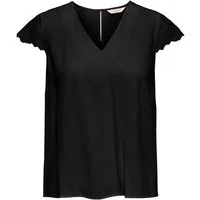 ONLY Kurzarmbluse ONLELVA-VIA S/S DETAIL TOP WVN CS FR Viskose, Spitze