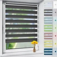 Doppelrollo rollos für Fenster ohne Bohren 130cm, OUBO, Lichtschutz, freihängend, mit Klemmträger, Klemmfix, livhtdurchlässig und verdunkelnd