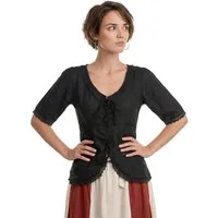 Metamorph Kostüm Gothic Bluse mit Spitzenborte schwarz, Hochwertige und authentische Mittelalterkleidung zu unschlagbar günst
