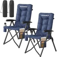 SONGMICS Campingstuhl 90°-150° verstellbare Rückenlehne, mit Polsterung/Tragetasche, belastbar bis 150 kg, 1er /2er Set