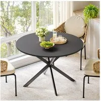 BBWL Esstisch Industrialstil Ø120 cm mit X-Metallfüßen, großer Küchentisch, Runder Esstisch für 4–6 Personen Wohnzimmer