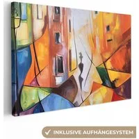 OneMillionCanvasses® Leinwandbild Abstrakt - Kunst - Malerei - Farben, Fotodruck (1 St), Leinwand Bilder Klein, Wand Dekoration Aesthetic 30x20 cm