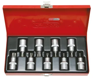 KS Tools 1/2" Bit-Stecknuss-Satz, 9-tlg, TB20-TB60 mit Stirnlochbohrung - 911.1386
