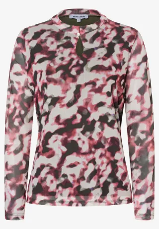 MORE & MORE - Meshshirt mit Aquarell-Print pink - Gr. - 44