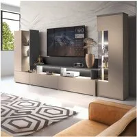 Lomadox Wohnzimmer-Set SELCE-83, (Mega-Spar-Set, 2-St., 2-tlg), beige mit anthrazit inkl. Beleuchtung, griffloses Design